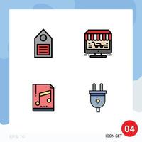 Set of 4 Modern UI Icons Symbols Signs for eco shopping tag online computer Editable Vector Design Elements