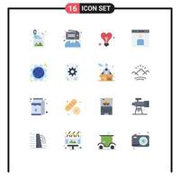 Mobile Interface Flat Color Set of 16 Pictograms of day people idea page browser Editable Pack of Creative Vector Design Elements