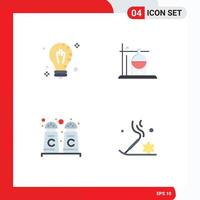 Mobile Interface Flat Icon Set of 4 Pictograms of mind cinnamon solution medical shop Editable Vector Design Elements