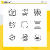 Set of 9 Modern UI Icons Symbols Signs for byetball sea archive river fish Editable Vector Design Elements