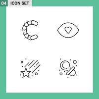 Modern Set of 4 Filledline Flat Colors Pictograph of chain coin space crypto currency human toy Editable Vector Design Elements