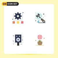 Pictogram Set of 4 Simple Flat Icons of setting celebration server hammer party Editable Vector Design Elements