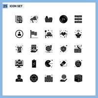 Group of 25 Modern Solid Glyphs Set for data contact us marine contact call Editable Vector Design Elements