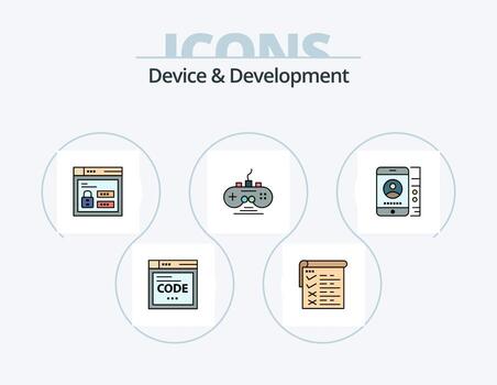 dispositivo y desarrollo línea lleno icono paquete 5 5 icono diseño. web . navegador. música. informe. web vector