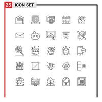 Mobile Interface Line Set of 25 Pictograms of mail teacher storage school web Editable Vector Design Elements