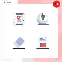 Pack of 4 Modern Flat Icons Signs and Symbols for Web Print Media such as location account lantern moon document Editable Vector Design Elements