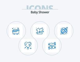 Baby Shower Blue Icon Pack 5 Icon Design. toy. baby. bath. shirt. body vector