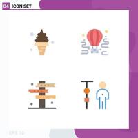 Editable Vector Line Pack of 4 Simple Flat Icons of beach balloon ice airdrop crossroads Editable Vector Design Elements