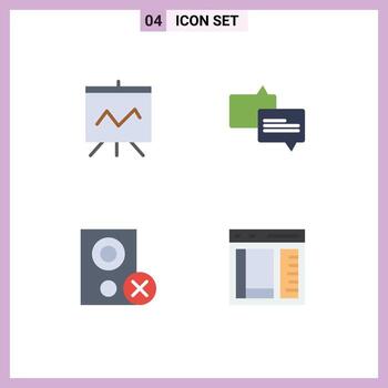paquete de 4 4 moderno plano íconos señales y símbolos para web impresión medios de comunicación tal como analítica hardware charla ordenadores navegador editable vector diseño elementos