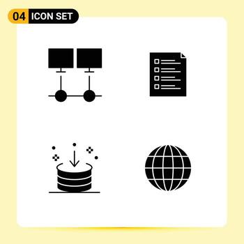 Universal Solid Glyph Signs Symbols of connect page network check testing Editable Vector Design Elements