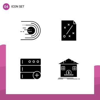 4 4 usuario interfaz sólido glifo paquete de moderno señales y símbolos de asteroide estrategia ligero ideas base de datos editable vector diseño elementos