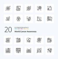 20 World Cancer Awareness Line icon Pack like health disease tablet cause cancer vector