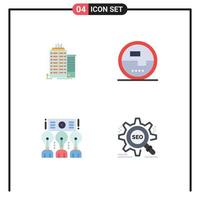 Set of 4 Modern UI Icons Symbols Signs for building meeting top energy seminar Editable Vector Design Elements