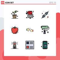 Universal Icon Symbols Group of 9 Modern Filledline Flat Colors of done summer claus apple food Editable Vector Design Elements