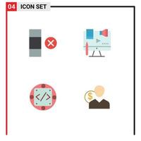 Mobile Interface Flat Icon Set of 4 Pictograms of cell custom business digital management Editable Vector Design Elements