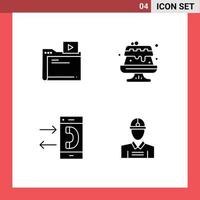 User Interface Pack of 4 Basic Solid Glyphs of folder contact media cake outgoing Editable Vector Design Elements