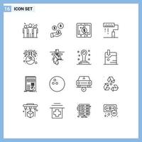 Set of 16 Modern UI Icons Symbols Signs for programing development mobile design smartphone Editable Vector Design Elements