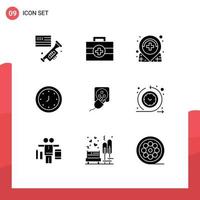 9 Creative Icons Modern Signs and Symbols of electric timer hospital time alert Editable Vector Design Elements