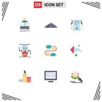 Group of 9 Modern Flat Colors Set for cable effective scene control receipt Editable Vector Design Elements
