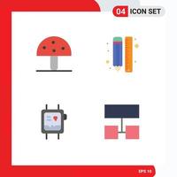 Set of 4 Commercial Flat Icons pack for autumn design nature draw health Editable Vector Design Elements