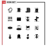 Modern Set of 16 Solid Glyphs and symbols such as power gallon pray energy document Editable Vector Design Elements