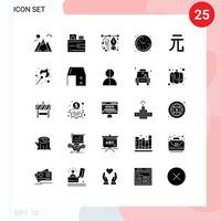 Universal Icon Symbols Group of 25 Modern Solid Glyphs of money watch design time home Editable Vector Design Elements