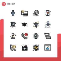 16 Universal Flat Color Filled Line Signs Symbols of smart house home networking society home automation sport Editable Creative Vector Design Elements