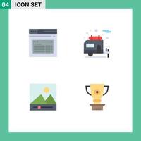 4 User Interface Flat Icon Pack of modern Signs and Symbols of internet media website camping trophy Editable Vector Design Elements