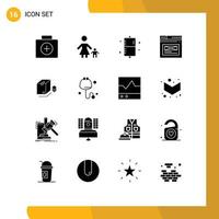 Universal Icon Symbols Group of 16 Modern Solid Glyphs of website page mother internet form Editable Vector Design Elements