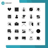 User Interface Pack of 25 Basic Solid Glyphs of technology idea fund business disk Editable Vector Design Elements