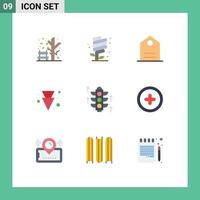 Universal Icon Symbols Group of 9 Modern Flat Colors of server rood green full arrow Editable Vector Design Elements