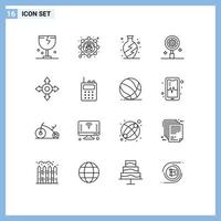 Set of 16 Modern UI Icons Symbols Signs for communication setting message gear search Editable Vector Design Elements