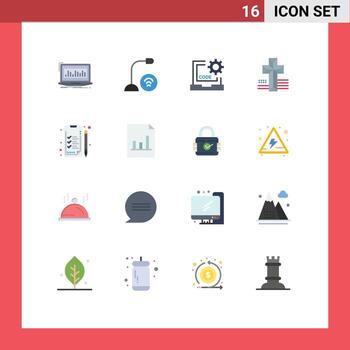 User Interface Pack of 16 Basic Flat Colors of church american hardware programming develop Editable Pack of Creative Vector Design Elements