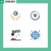 4 Universal Flat Icon Signs Symbols of hands printing hold data plastic Editable Vector Design Elements