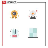 User Interface Pack of 4 Basic Flat Icons of award chemistry canada direction science Editable Vector Design Elements