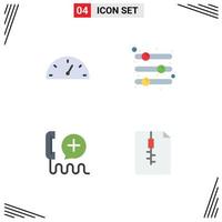 Set of 4 Vector Flat Icons on Grid for dashboard customer configuration preference interface Editable Vector Design Elements