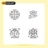 Line Pack of 4 Universal Symbols of map libra waiter lunch electrical Editable Vector Design Elements