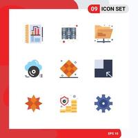 9 Universal Flat Color Signs Symbols of store archive rack disc shared Editable Vector Design Elements