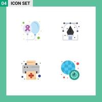 User Interface Pack of 4 Basic Flat Icons of balloons pen health design print Editable Vector Design Elements