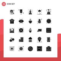 Universal Icon Symbols Group of 25 Modern Solid Glyphs of oil beauty candle umbrella safety Editable Vector Design Elements