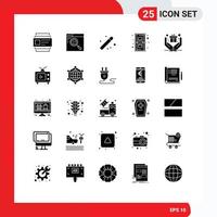 Universal Icon Symbols Group of 25 Modern Solid Glyphs of hands time design sand clock Editable Vector Design Elements