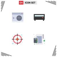 4 Universal Flat Icon Signs Symbols of admin management software media accounting Editable Vector Design Elements