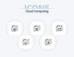 nube informática línea icono paquete 5 5 icono diseño. ordenador portátil. teléfono. nube. móvil. informática vector