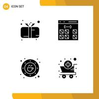 Thematic Vector Solid Glyphs and Editable Symbols of present interface cute coding cafe Editable Vector Design Elements