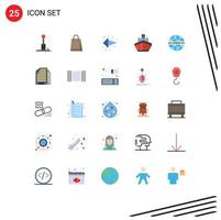 25 User Interface Flat Color Pack of modern Signs and Symbols of internet transportation arrow transport filled Editable Vector Design Elements