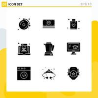 Set of 9 Modern UI Icons Symbols Signs for electric web shop programming html Editable Vector Design Elements