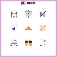 Set of 9 Modern UI Icons Symbols Signs for bandage hat off beach paper plane Editable Vector Design Elements