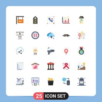 Group of 25 Flat Colors Signs and Symbols for game chart anytime analytics analysis Editable Vector Design Elements