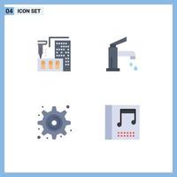 4 User Interface Flat Icon Pack of modern Signs and Symbols of architecture cogwheel home cleaning settings Editable Vector Design Elements