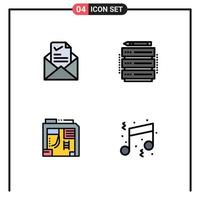 Pictogram Set of 4 Simple Filledline Flat Colors of mail atx tick database case Editable Vector Design Elements